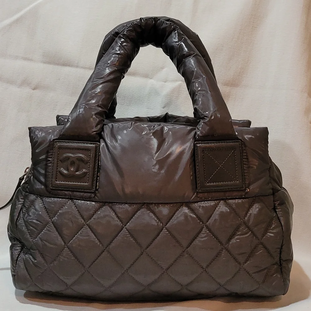 CHANEL Quilted Puffer Tote Bag in dark grey